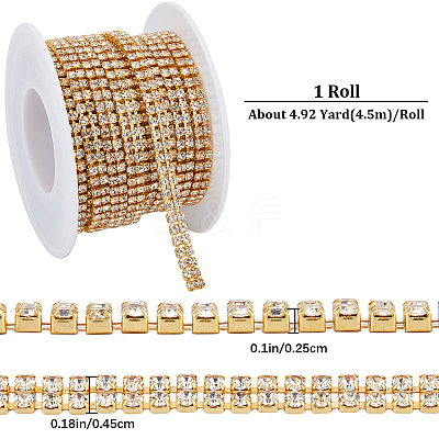 Golden Iron Rhinestone Strass Chains CH-WH0009-04G-01-1