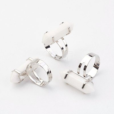 Natural White Jade Finger Rings RJEW-P120-D24-1
