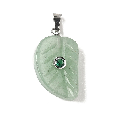 Natural Green Aventurine Carved Pendants G-P599-04P-10-1