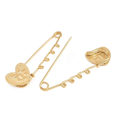 Heart Face 304 Stainless Steel Safety Pins Brooch Findings SA-CBA098D-15B-G04-1