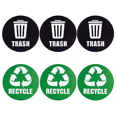 6Pcs 2 Styles PVC Garbage Recycle Trash sign stickers DIY-WH0043-40-1
