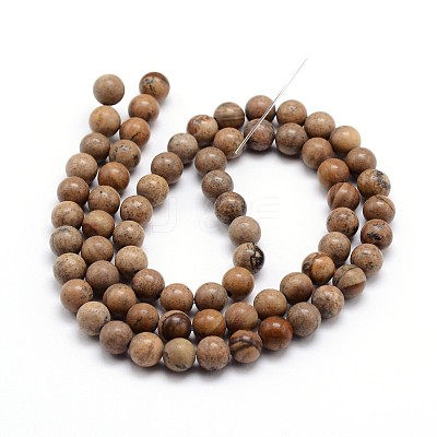 Natural Picture Jasper Round Bead Strands G-J303-08-12mm-1
