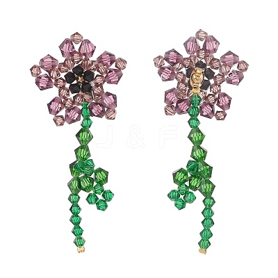 Imitation Austrian Crystal Flower of Life Dangle Stud Earrings EJEW-TA00029-03-1