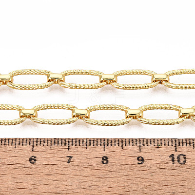 Brass Textured Oval Link Chains CHC-T018-37G-1