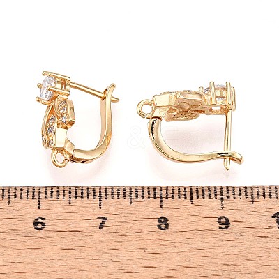 Brass Micro Pave Cubic Zirconia Hoop Earring Finding KK-N261-34G-1