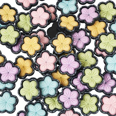 50Pcs 5 Colors Sakura Opaque Resin Cabochons CRES-TA0001-74-1