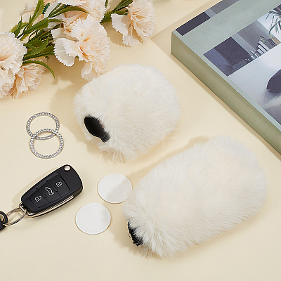 Plush Car Gear & Handbrake Cover Sets AJEW-CL0003-59B-1