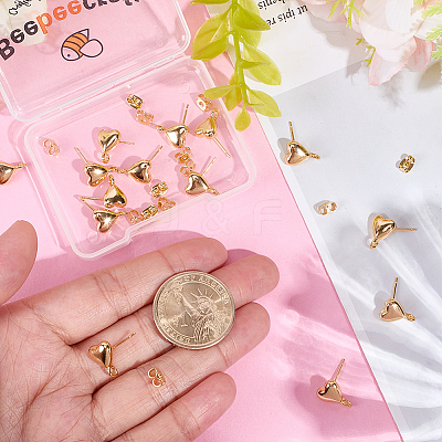 20Pcs Brass Stud Earring Findings KK-BBC0022-27-1