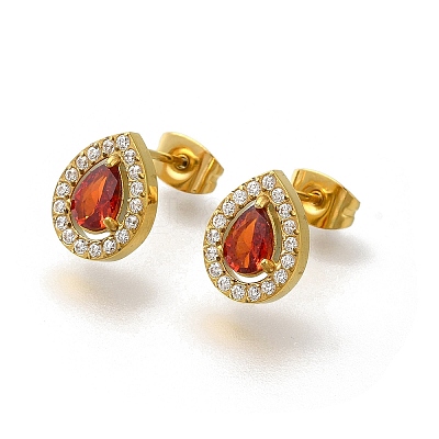 Ion Plating(IP) 304 Stainless Steel Stud Earrings EJEW-H018-01G-02-1