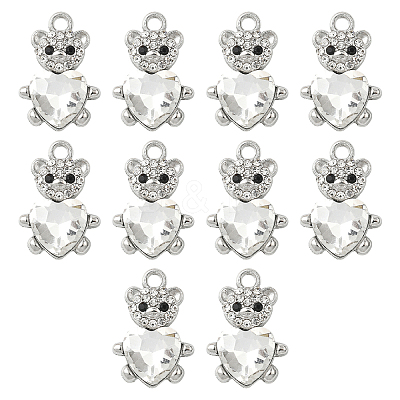 10Pcs Alloy Glass Pendants GLAA-YW0005-41P-01-1