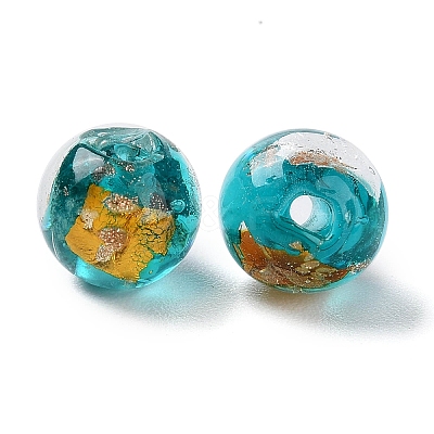 Handmade Gold & Silver Foil Lampwork Beads GLAA-G107-07B-10-1