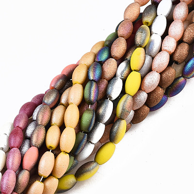 Frosted Electroplate Glass Beads Strands EGLA-N007-001-1