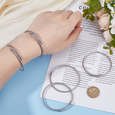 24Pcs 304 Stainless Steel Twisted Rope Shape Bangles for Women BJEW-HS0001-02-1