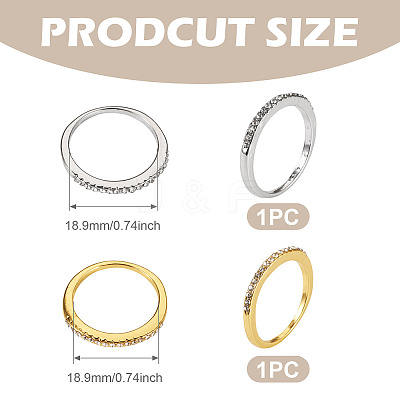 2Pcs 2 Colors Alloy with Crystal Rhinestone Finger Rings RJEW-TADJ0001-01A-1