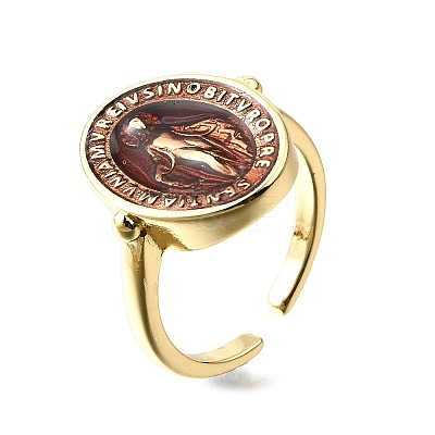 Brass Enamel Adjustable Cuff Rings RJEW-G349-01G-1