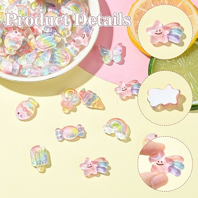 48Pcs 8 Styles Transparent Resin Cabochons RESI-CJ0004-79-1