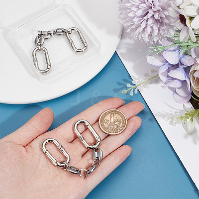 2Pcs 304 Stainless Steel Oval Link Bag Extender Chains AJEW-UN0001-74-1