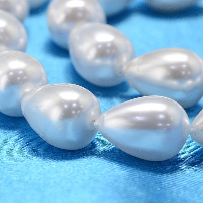 Teardrop Shell Pearl Bead Strands BSHE-L015-8x11-01-1