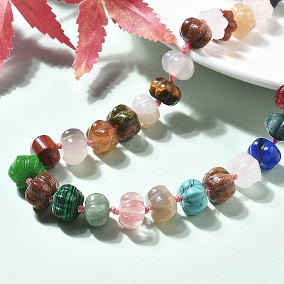 Pumpkin Natural & Synthetic Gemstone Beaded Necklace G-P563-06-1