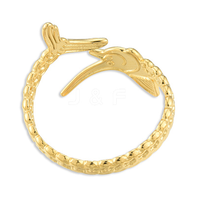 Ion Plating(IP) 201 Stainless Steel Fishbone Wrap Open Cuff Ring for Women RJEW-N038-101LG-1