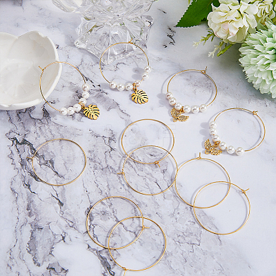 40Pcs Brass Hoop Earrings Findings KK-DC0001-11-1