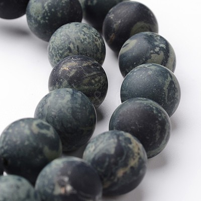 Frosted Round Natural Kambaba Jasper Bead Strands G-J346-30-10mm-1