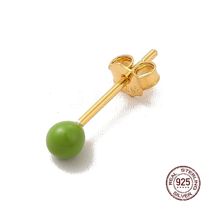 Enamel Round Ball Stud Earrings LS-EJEW-C020-01G-08-1
