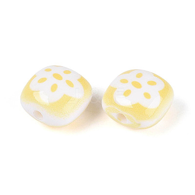Opaque Printed Acrylic Beads SACR-T018-01-1