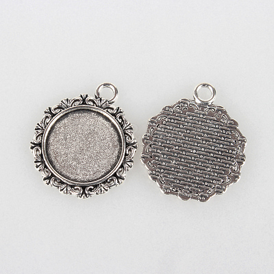 Tibetan Style Alloy Pendant Cabochon Settings TIBEP-N003-49AS-1