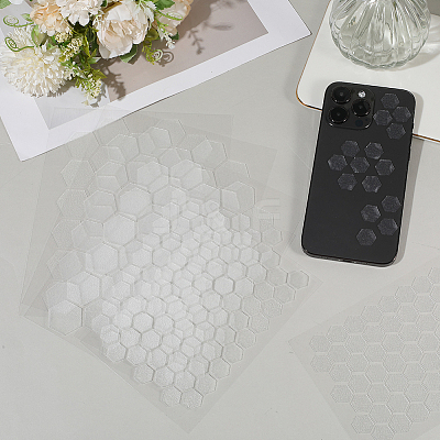 8Pcs 2 Styles PEVA Rubber Anti-Slip Hexagonal Phone Grip Tape Stickers for Phones AJEW-SP0002-64B-01-1