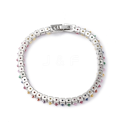 Cubic Zirconia Tennis Bracelet BJEW-L652-24P-01-1