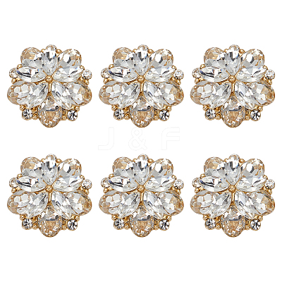 6Pcs Glass Rhinestone Shank Buttons BUTT-FG0001-52G-1
