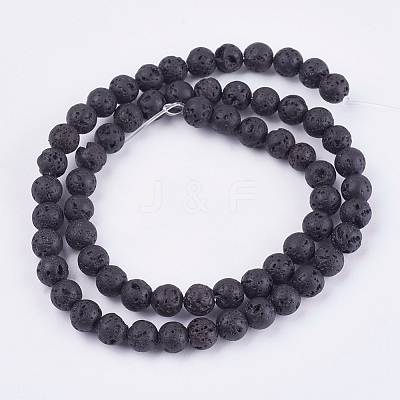 Natural Lava Rock Stone Bead Strands X-G-R193-18-6mm-1