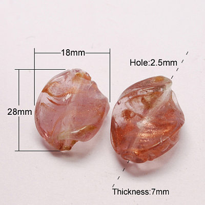 Handmade Gold Sand Lampwork Beads LAMP-S029-28x18mm-M-1