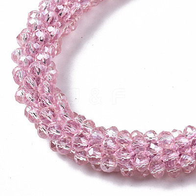 Faceted Transparent Glass Beads Stretch Bracelets BJEW-S144-002C-05-1