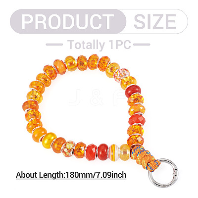 Resin Rondelle Bead with Polyester & Spandex Cord Phone Hand Strap Chains HJEW-TADJ0012-1