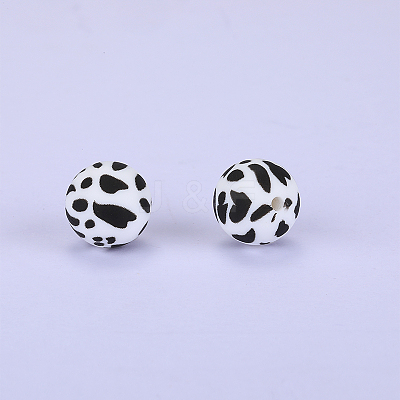 Printed Round Silicone Focal Beads SI-JX0056A-15-1