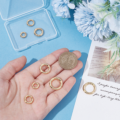 8Pcs 4 Styles Brass Spring Gate Rings KK-UN0005-59B-1