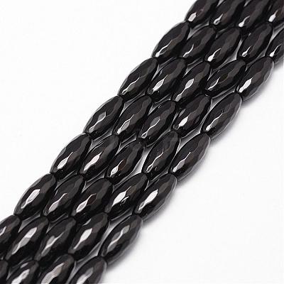 Natural Black Onyx Beads Strands G-P161-28-16x6mm-1