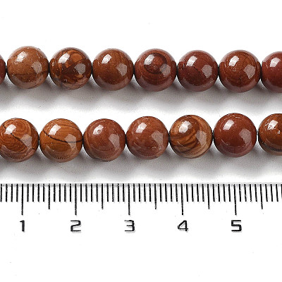 Natural Wood Lace Stone Wooden Jasper Beads Strands G-P516-A02-01-1