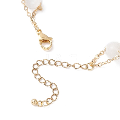 Natural Moonstone Round Beads Link Bracelets for Women BJEW-JB12149-01-1