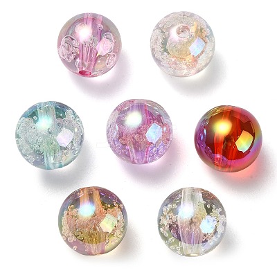 UV Plating Transparent Rainbow Iridescent Acrylic Beads TACR-D010-07-1
