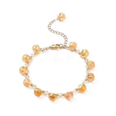 Imitation Austrian Crystal Glass Teardrop Beaded Bracelet BJEW-TA00171-02-1