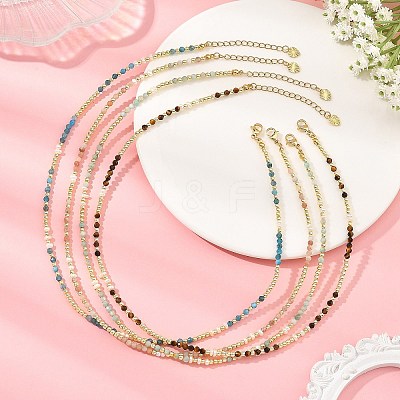 Natural Mixed Gemstone Faceted Round & Round Electroplate Synthetic Non-magnetic Hematite & Natural Pearl Beaded Necklaces NJEW-JN06549-1