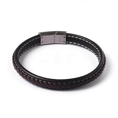 Leather Braided Cord Bracelets BJEW-E293-02P-1