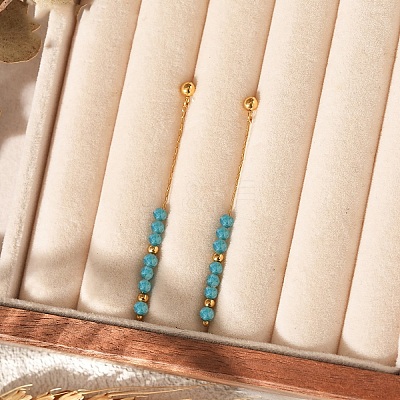 Bohemian Style Natural Apatite Beaded Tassel Dangle Earrings WG6B05D-03-1