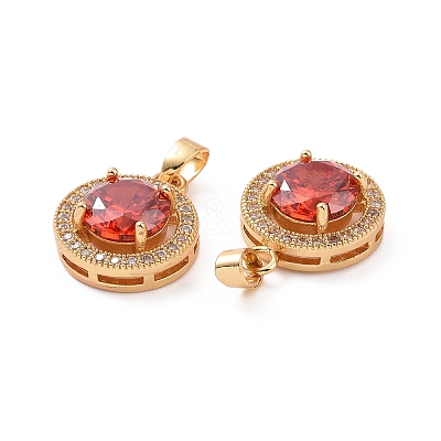 Brass Micro Pave Clear Cubic Zirconia Pendants KK-E068-VC442-1