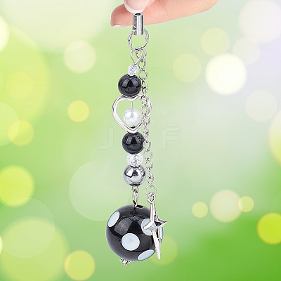 Alloy & Iron & Acrylic Bead Mobile Straps HJEW-AB00625-1