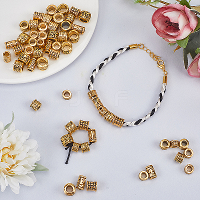60Pcs 6 Styles Tibetan Style Alloy European Beads TIBEB-SP0001-08-1