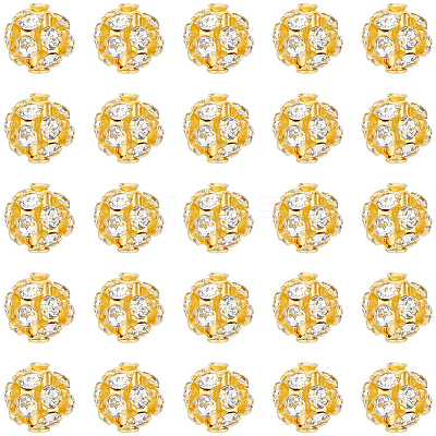 120Pcs Brass Rhinestone Beads KK-PA0001-26G-1